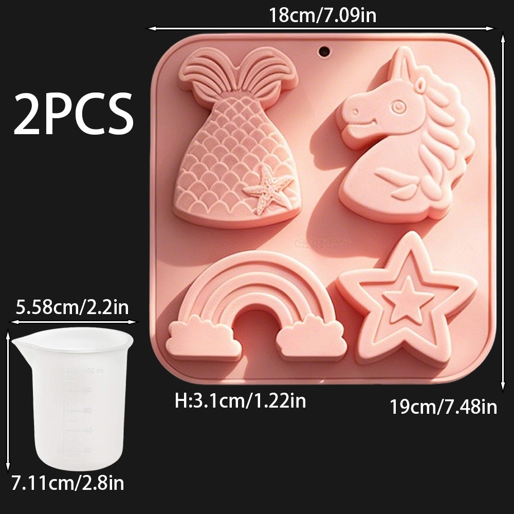 2pcs/set 4 Cavity Unicorn Rain - огляд і ціна Candle Making Set