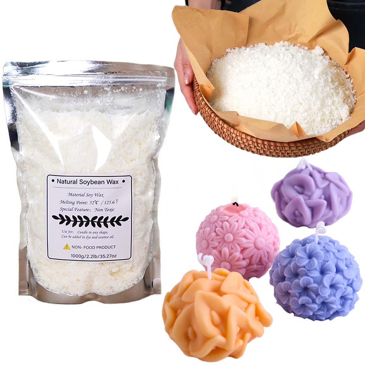 100/250/500/1000g Natural Soy  - огляд і ціна Candle Making Raw Material