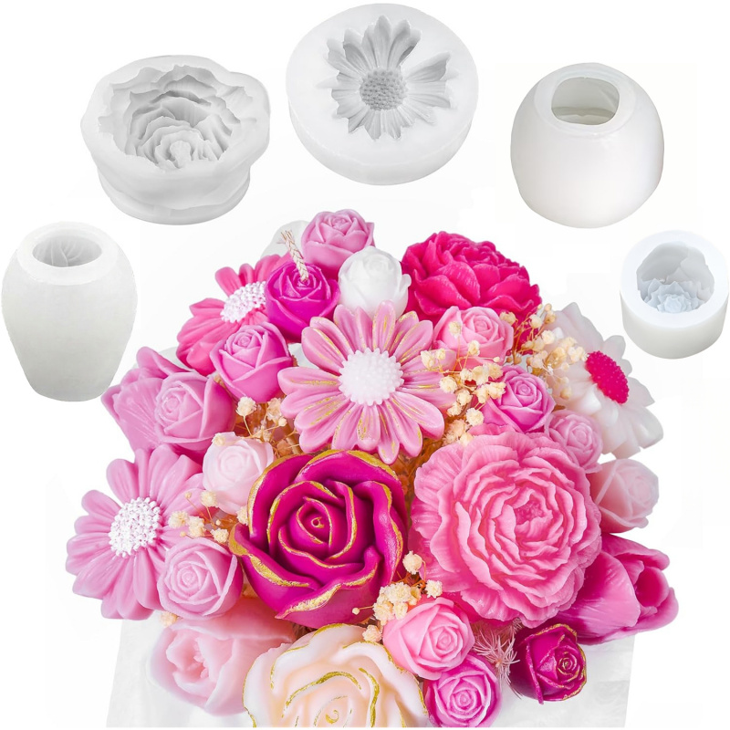 5Flower Candle Mold Set，3D Flo - огляд і ціна Candle Making Jelly