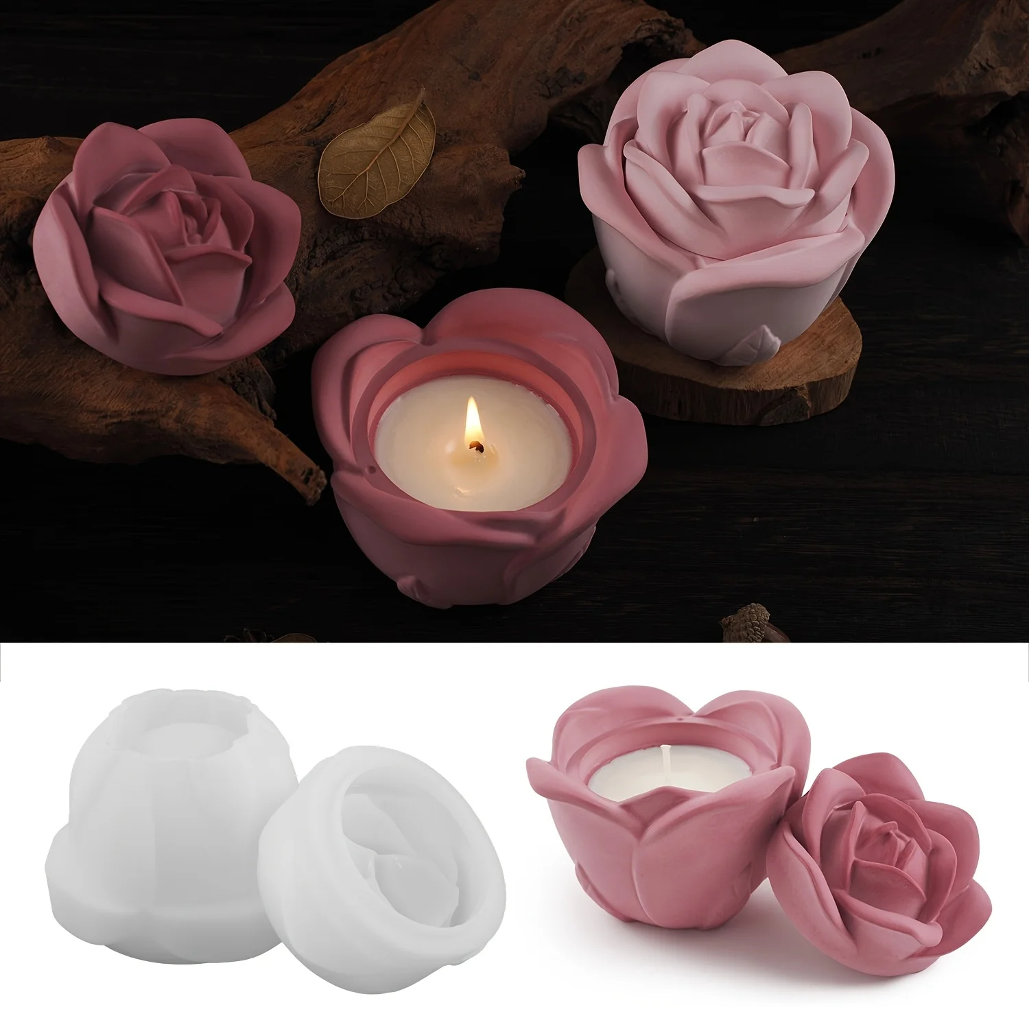 2-Piece Set Rose Shaped Silico - огляд і ціна Candle Making Set